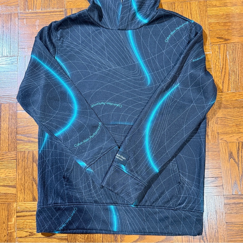 Calvin Klein Black and Blue Geometric Sweater